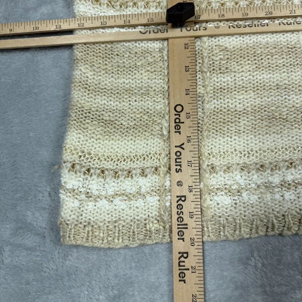 Vintage Beldoch Popper Sweater Women L Beige Cozy Textured Plaid Knit 80s - Picture 10 of 16